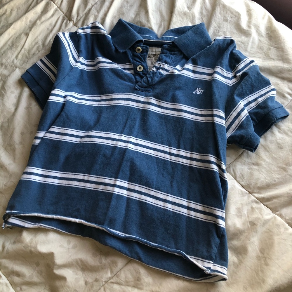 striped cropped polo shirt